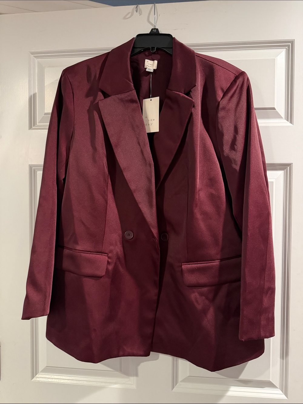 a new day Double-Breasted Blazer Jacket in Burgundy